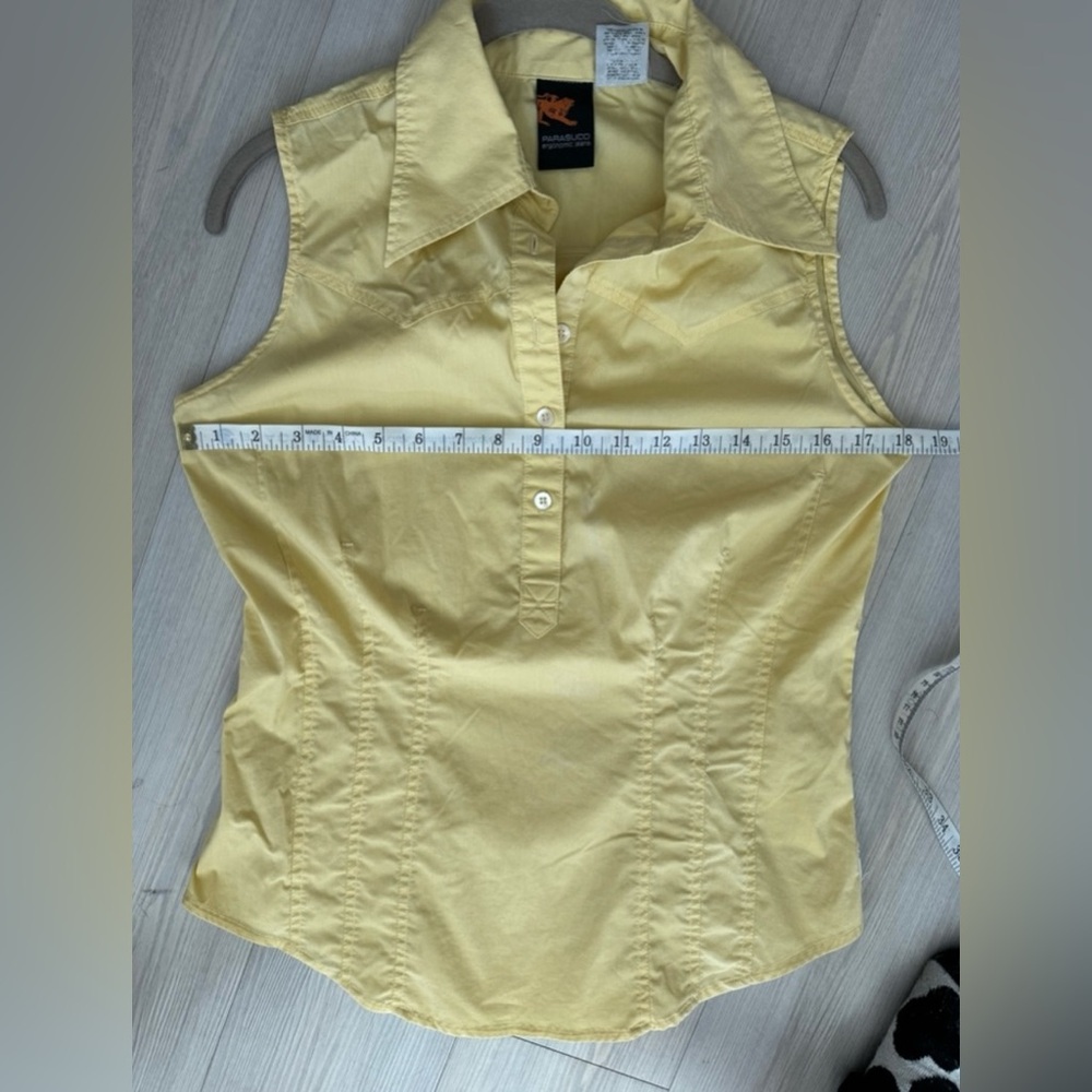 Parasuco Vintage Y2k Yellow sleeveless Button
Up Shirt M/L - Picture 8 of 11